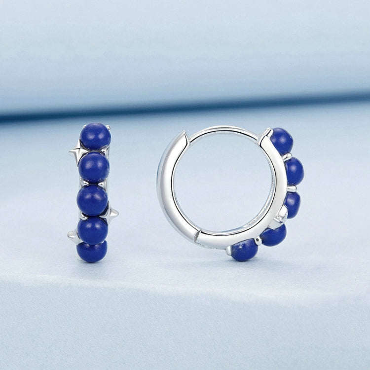 S925 Sterling Silver Platinum Plated Blue Daily Earrings(BSE984)