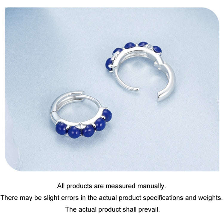 S925 Sterling Silver Platinum Plated Blue Daily Earrings(BSE984)