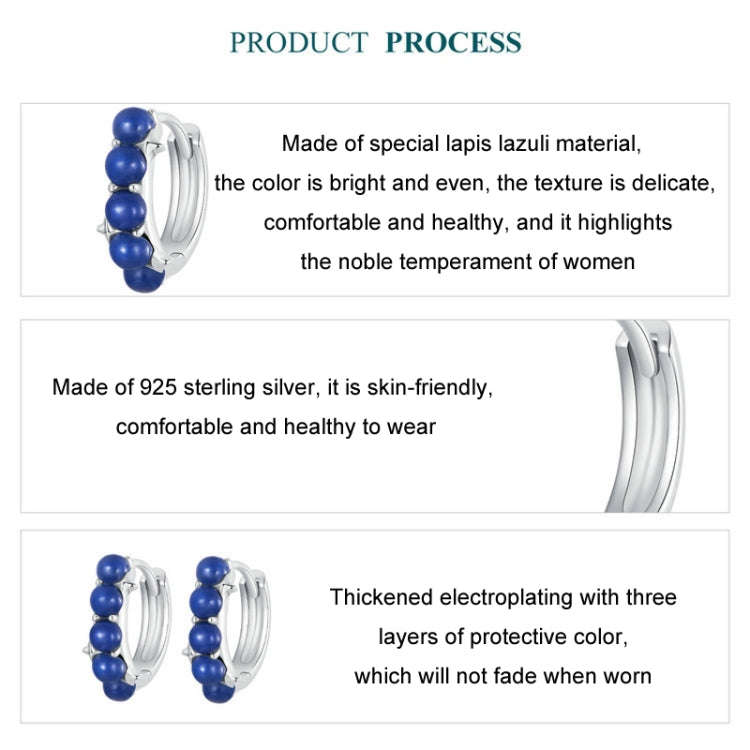 S925 Sterling Silver Platinum Plated Blue Daily Earrings(BSE984)