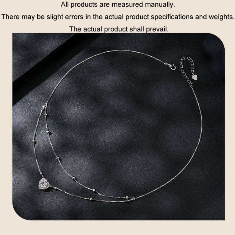 S925 Sterling Silver Platinum Plated Double Layer Moissanite Clavicle Necklace(MSN033)