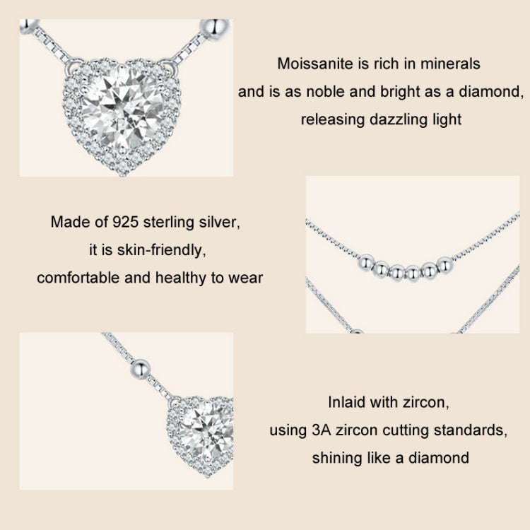 S925 Sterling Silver Platinum Plated Double Layer Moissanite Clavicle Necklace(MSN033)