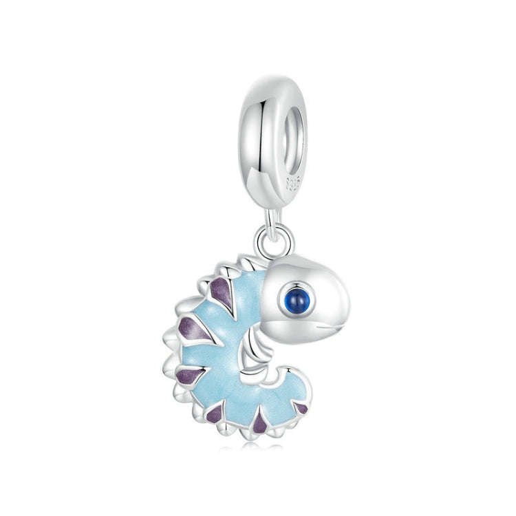 S925 Sterling Silver Platinum Plated Chameleon DIY Jewelry Pendant(SCC2729)