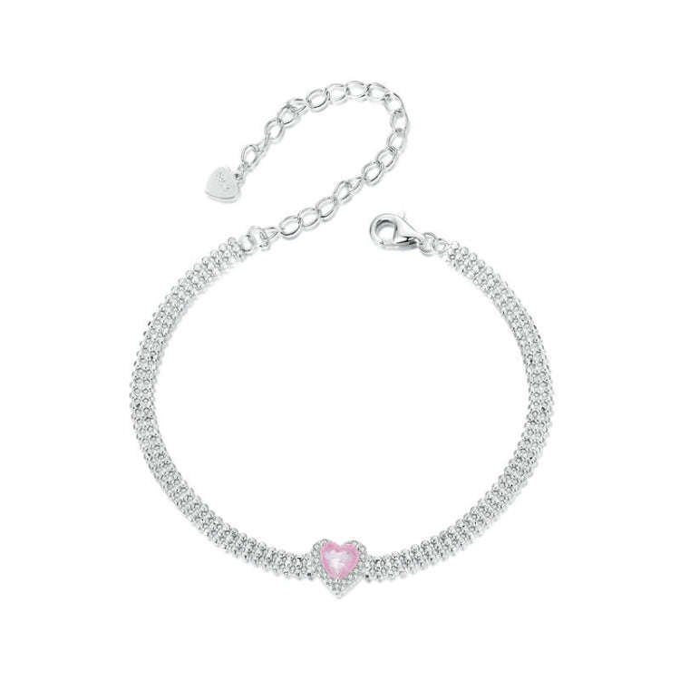S925 Sterling Silver Plated White Gold Zirconia Ice Flower Love Bracelet(BSB167)