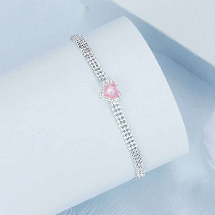 S925 Sterling Silver Plated White Gold Zirconia Ice Flower Love Bracelet(BSB167)