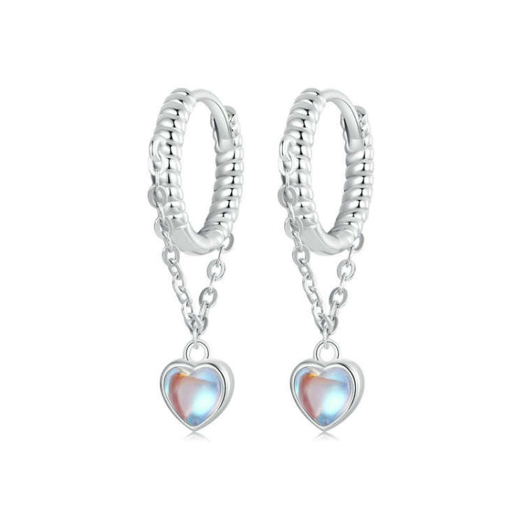S925 Sterling Silver Platinum-Plated Agile Heart Tassel Earrings(BSE995)