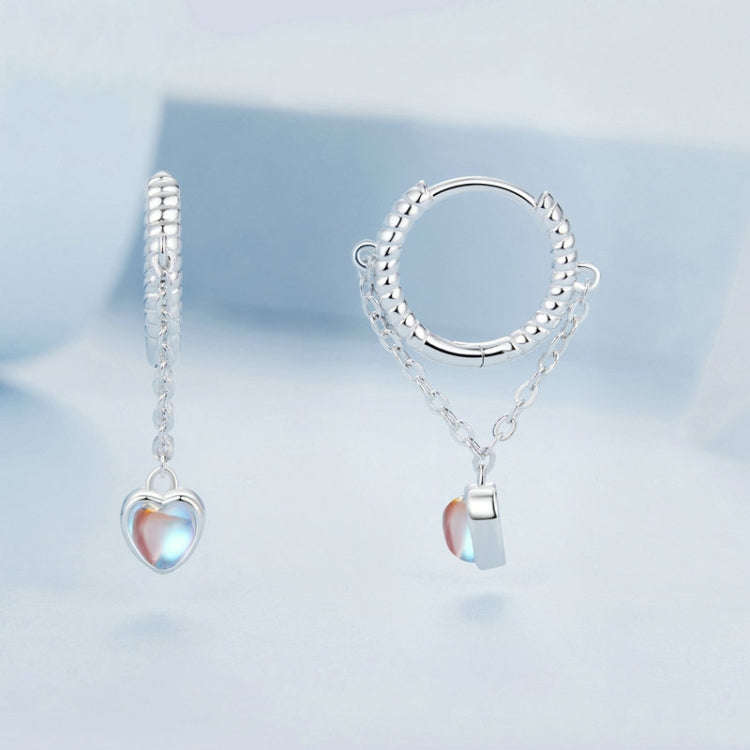 S925 Sterling Silver Platinum-Plated Agile Heart Tassel Earrings(BSE995)
