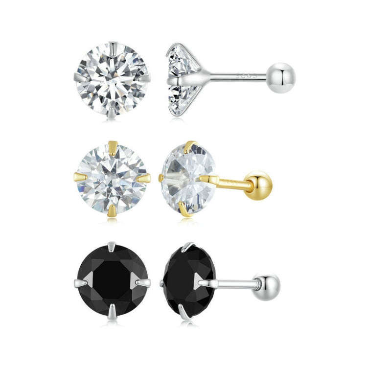 S925 Sterling Silver Platinum Plated Zircon Stud Earrings Jewelry, Color: Gold White Zirconia L