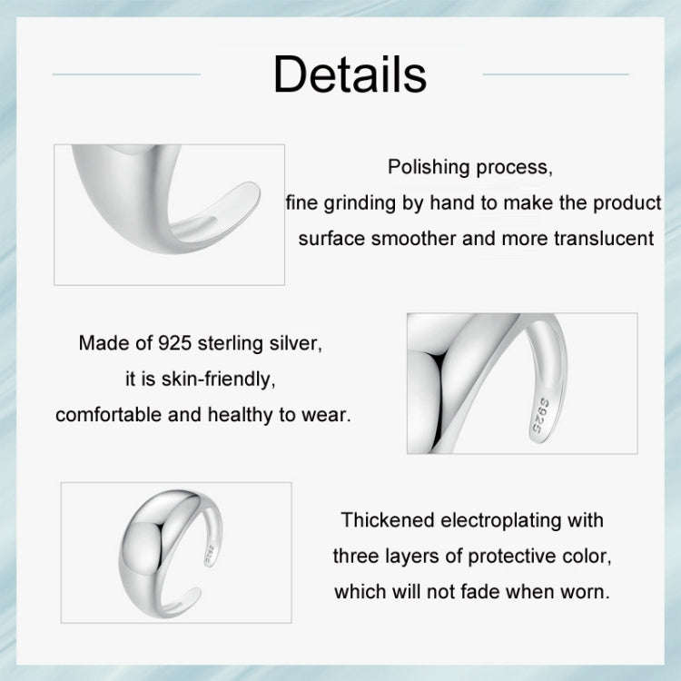 S925 Sterling Silver Plain Aperture Adjustable Ring(SCR983-E)