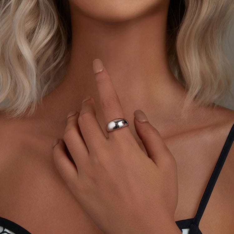 S925 Sterling Silver Plain Aperture Adjustable Ring(SCR983-E)
