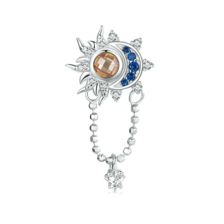 S925 Sterling Silver Platinum-plated Sun Moon Beaded DIY Pendant(BSC994)