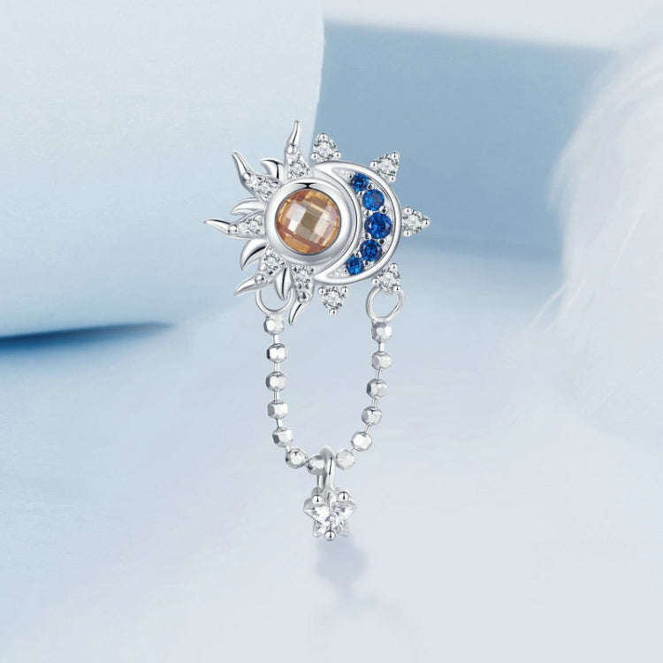 S925 Sterling Silver Platinum-plated Sun Moon Beaded DIY Pendant(BSC994)