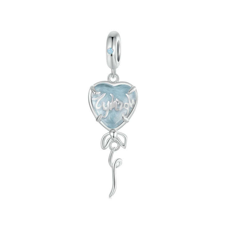 S925 Sterling Silver Nano Opal Blue Heart Balloon DIY Beads(SCC2744)