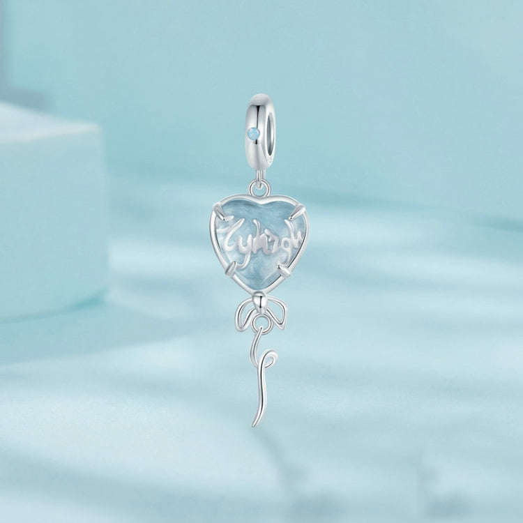 S925 Sterling Silver Nano Opal Blue Heart Balloon DIY Beads(SCC2744)