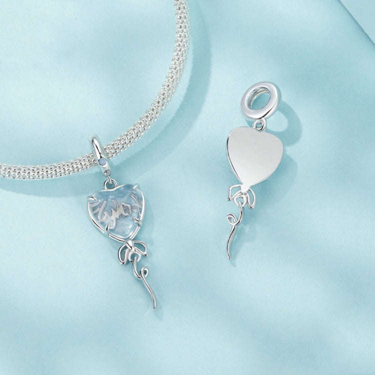 S925 Sterling Silver Nano Opal Blue Heart Balloon DIY Beads(SCC2744)