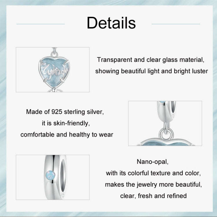 S925 Sterling Silver Nano Opal Blue Heart Balloon DIY Beads(SCC2744)