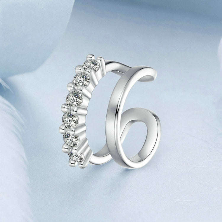 S925 Sterling Silver Zircon Double Layer Single Ear Bone Clip Earrings(BSE964)