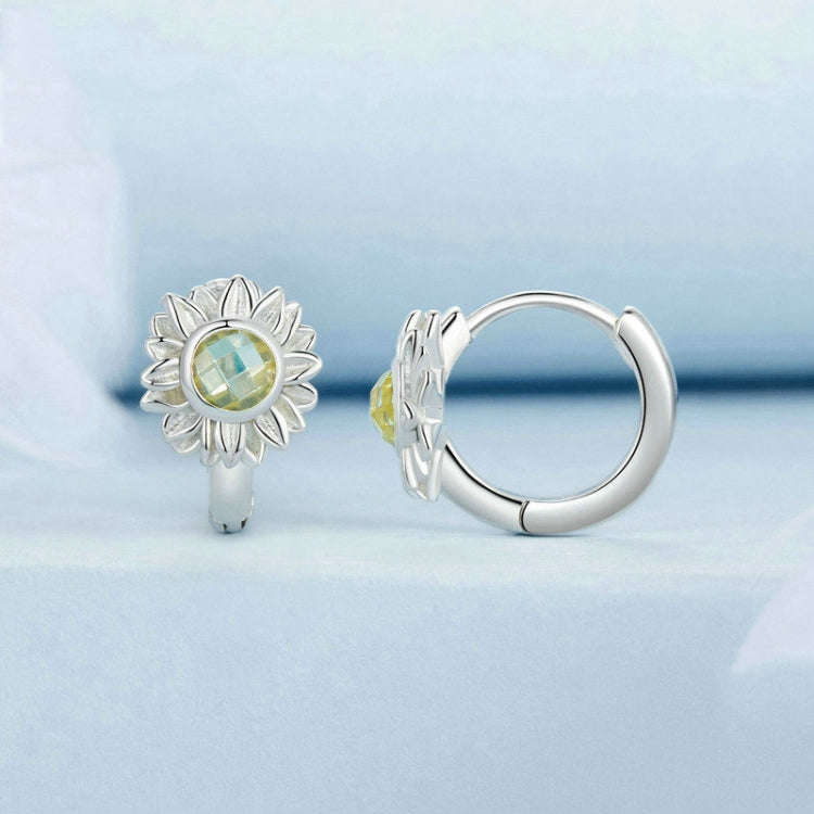 S925 Sterling Silver Women Sunflower Earrings Jewelry(BSE966)