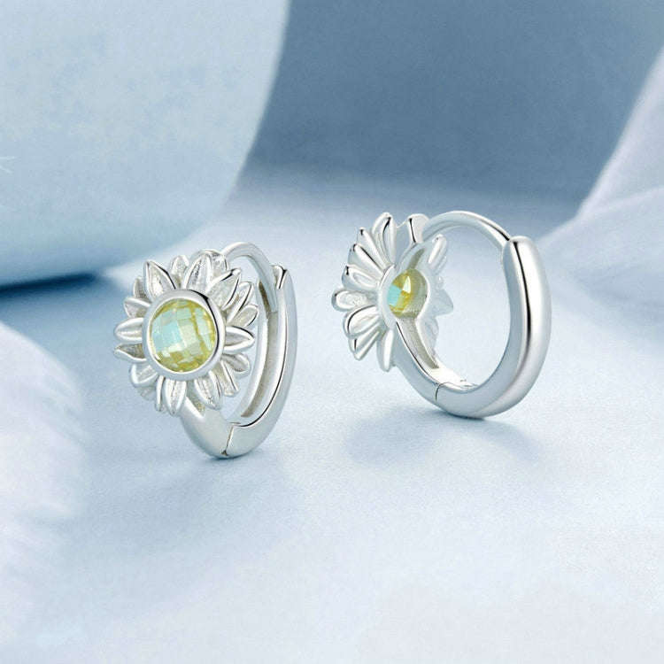 S925 Sterling Silver Women Sunflower Earrings Jewelry(BSE966)