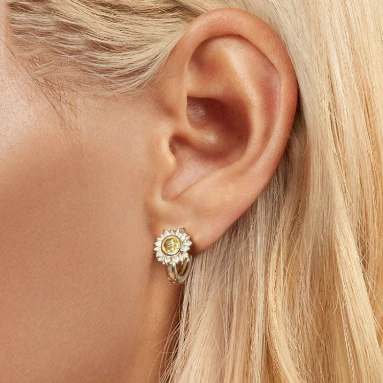 S925 Sterling Silver Women Sunflower Earrings Jewelry(BSE966)