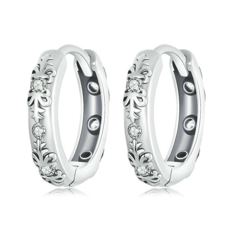 S925 Sterling Silver Retro Pattern Women Earrings(SCE1701)