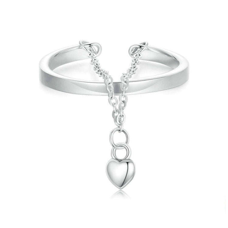 S925 Sterling Silver Love Chain Open Adjustable Ring(SCR1004-E)