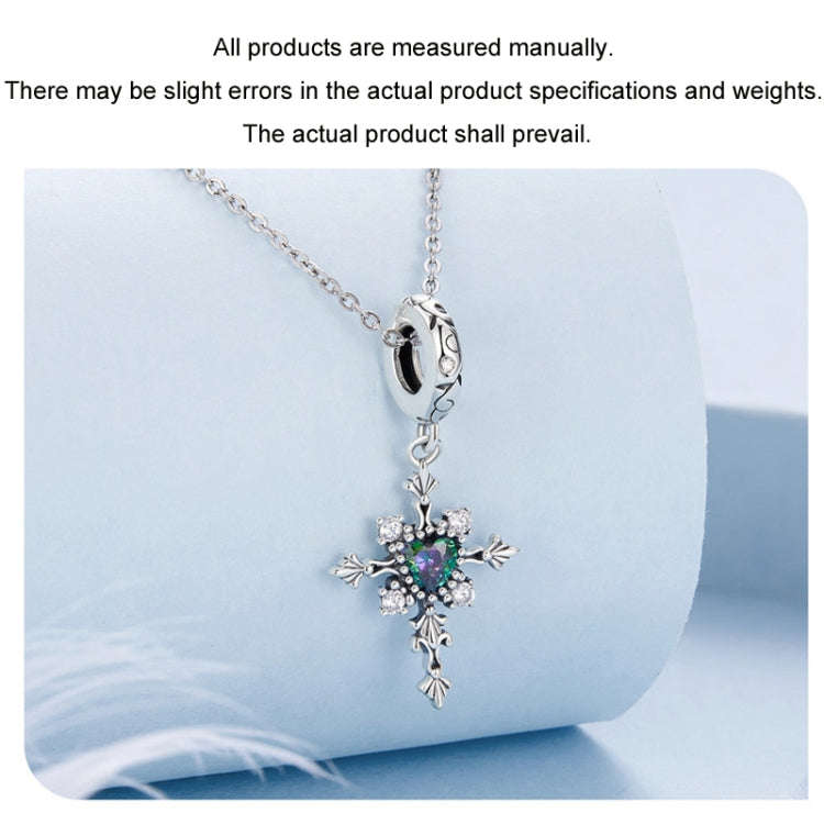 S925 Sterling Silver Vintage Cross Love DIY Pendant Beads(BSC970)