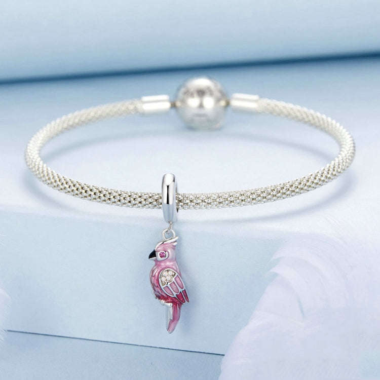 S925 Sterling Silver Platinum-plated Pink Gradient Parrot Jewelry Pendant(BSC971)