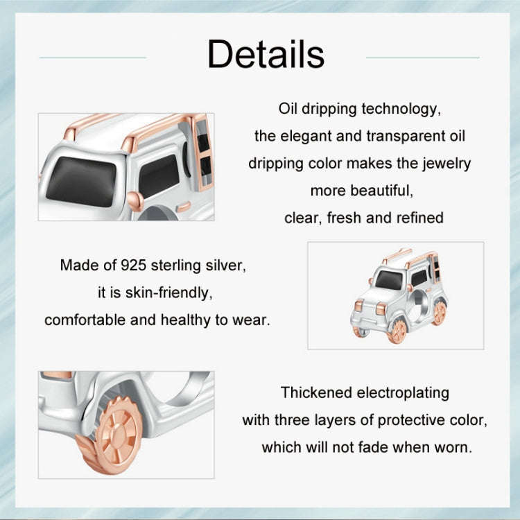 S925 Sterling Silver Rose Gold Off-road Vehicle DIY Beads(SCC2711)