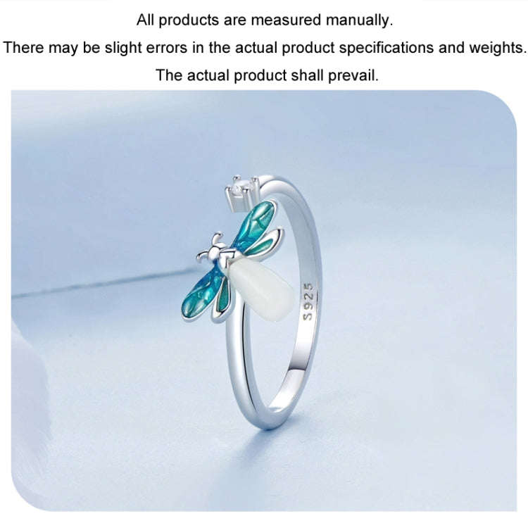 S925 Sterling Silver Platinum Plated Firefly Luminous Ring Earrings, Specification: Ring