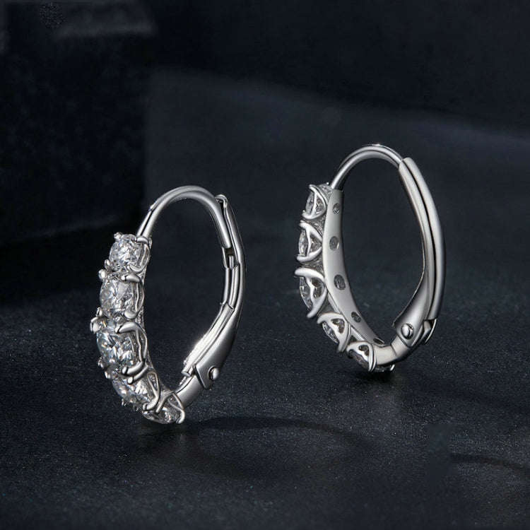 S925 Sterling Silver Platinum Plated Moissanite Women Earrings(MSE045)