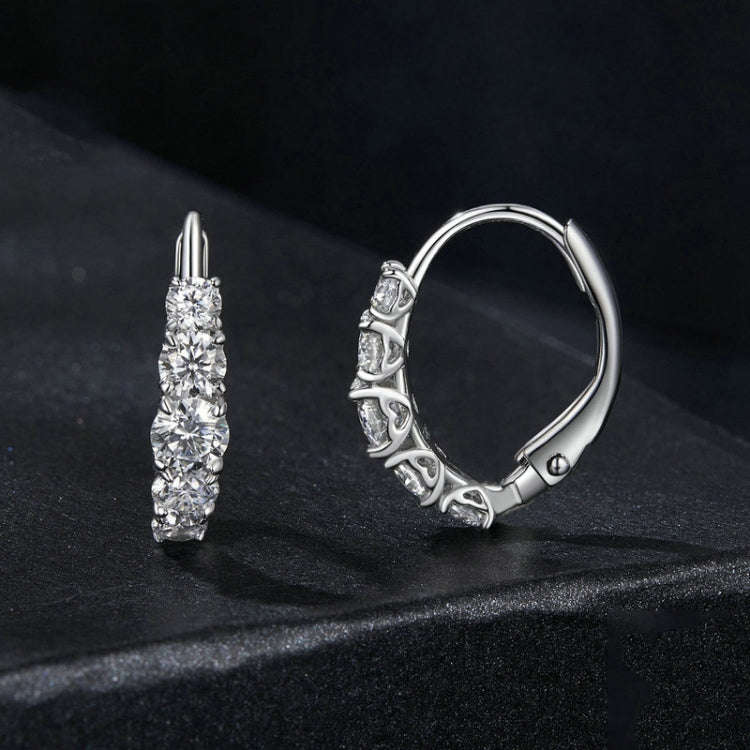 S925 Sterling Silver Platinum Plated Moissanite Women Earrings(MSE045)