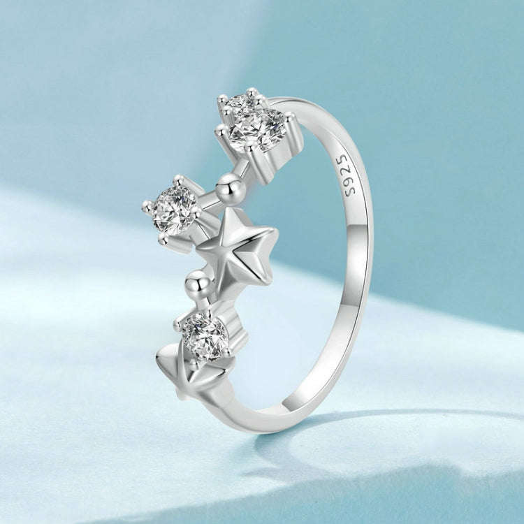 S925 Sterling Silver Big Dipper Ring Star Female Ring, Size: No.6(SCR1005)