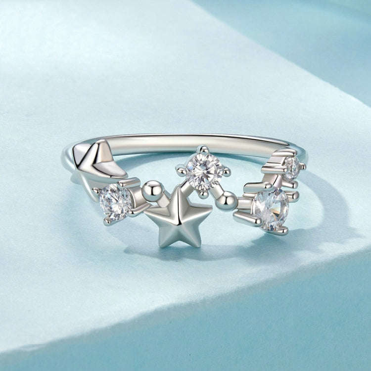 S925 Sterling Silver Big Dipper Ring Star Female Ring, Size: No.6(SCR1005)