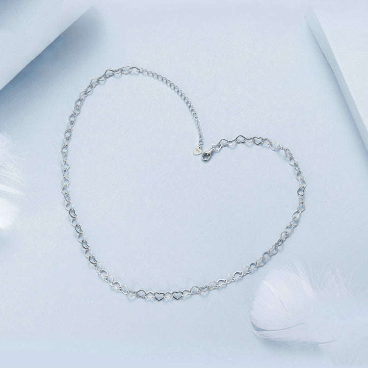 S925 Sterling Silver Love Arrangement Chain Necklace(BSA005)
