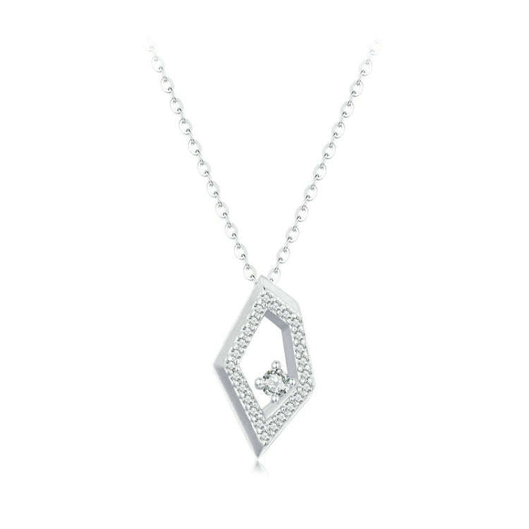 S925 Sterling Silver Platinum Plated Square Geometric Sparkling Necklace(SCN517)
