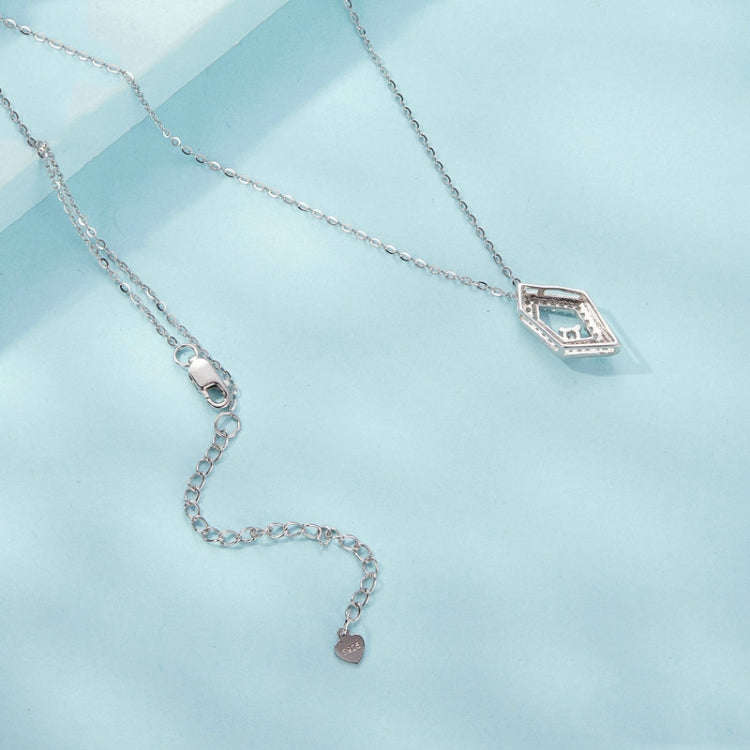 S925 Sterling Silver Platinum Plated Square Geometric Sparkling Necklace(SCN517)