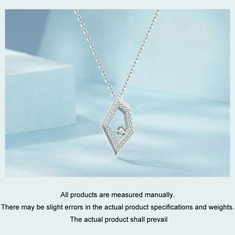 S925 Sterling Silver Platinum Plated Square Geometric Sparkling Necklace(SCN517)