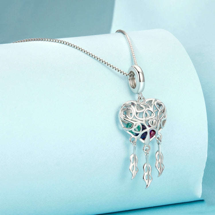 S925 Sterling Silver Platinum-plated Love Tree Of Life Dream Catcher Necklace(SCN519)