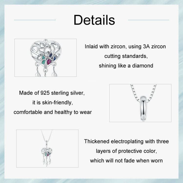 S925 Sterling Silver Platinum-plated Love Tree Of Life Dream Catcher Necklace(SCN519)