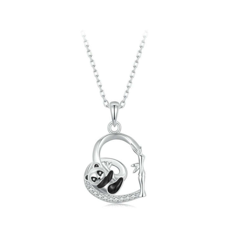 S925 Sterling Silver Platinum Plated Love Panda Necklace(SCN515)