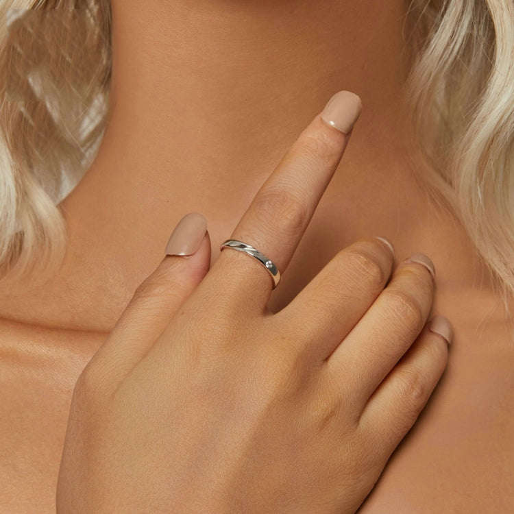 S925 Sterling Silver Platinum Plated Zircon Ring for Men and Women(No.8)