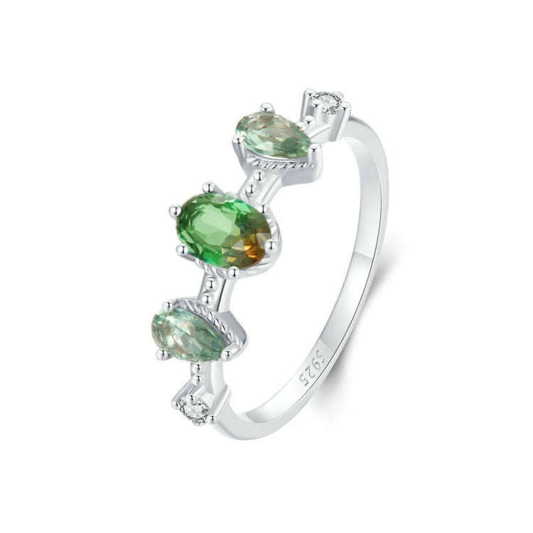 Sterling Silver S925 Zircon  Gradient Glass Tourmaline Ring(No.7)