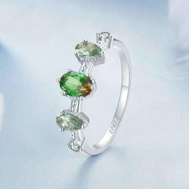 Sterling Silver S925 Zircon  Gradient Glass Tourmaline Ring(No.7)