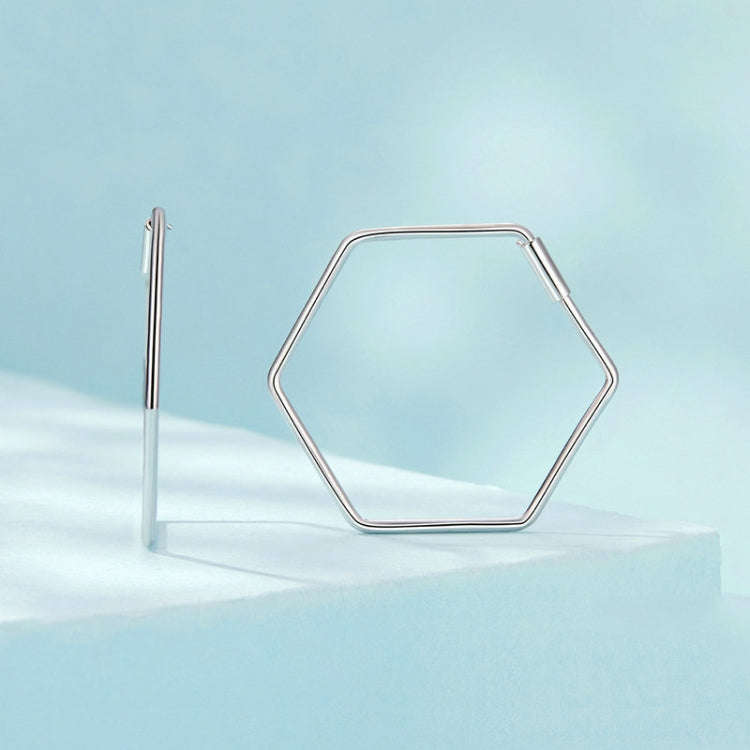 S925 Sterling Silver Zircon Hexagonal Earrings(SCE1710)