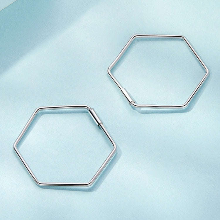 S925 Sterling Silver Zircon Hexagonal Earrings(SCE1710)