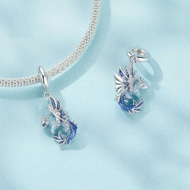 S925 Sterling Silver Flying Dragon DIY Jewelry Pendant Beads(SCC2750)