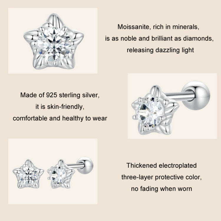 S925 Sterling Silver Moissanite Star Thread Earrings(MSE051)