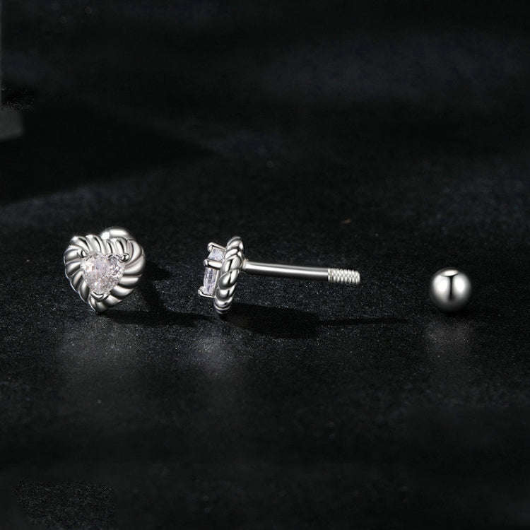 S925 Sterling Silver Threaded Shining Moissanite Heart Earrings(MSE052)