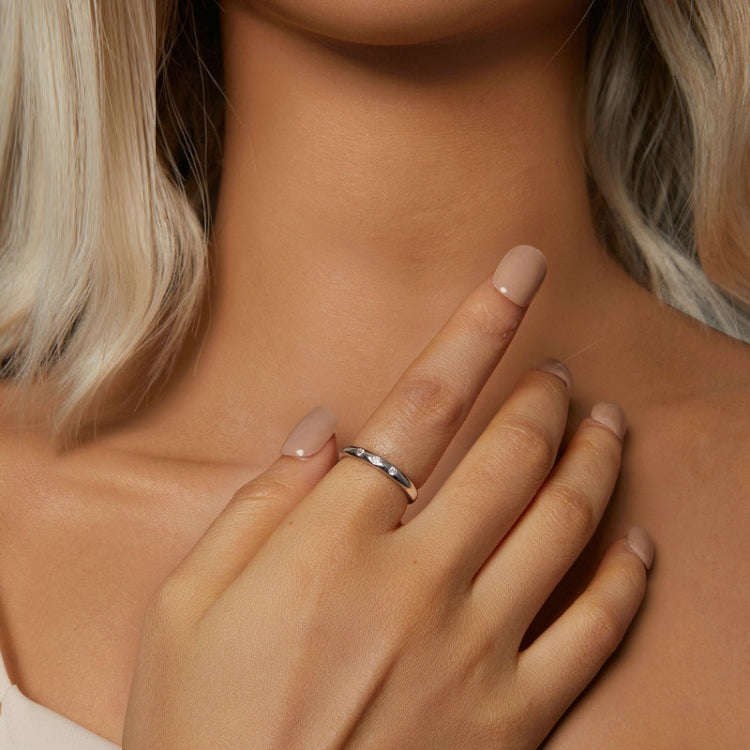 S925 Platinum-plated Sterling Silver Moissanite Ring(No.7)