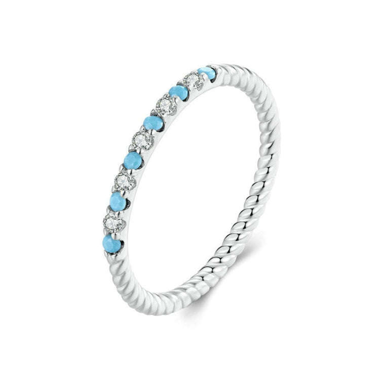 S925 Sterling Silver Platinum Zircon Vintage Blue Turquoise Ring(No.7)